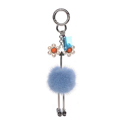 fendi mink chick bag charm|FENDI Mink Fur Pearl Chick Pom Pom Bag Charm Azzurro.